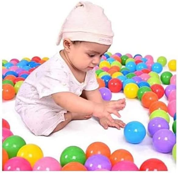 SKY-TOUCH 100 Pieces Each Pack of Soft and Colorful Plastic Ocean Balls, Ideal to fill Indoor and Outdoor Playpen, Ball Pits and Playhouse for Babies, Toddlers and Kids ( Item Diameter:5.5cm)