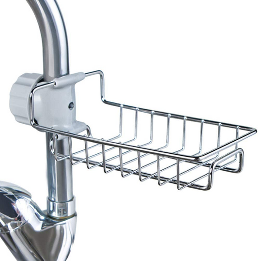 SKY-TOUCH, Sink Caddy Single Layer Stainless Steel Faucet Storage Rack Organizer, Dark Grey