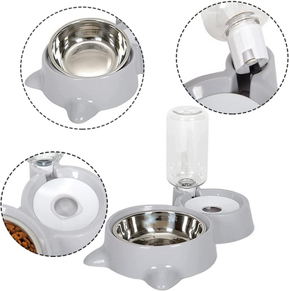 SKY-TOUCH Cat Dog Food Dish Bowl, Pet Food Dish Bowl And Auto Gravity Pet Water Dispenser, Cat Bowl Set For Small Medium Dogs And Cats