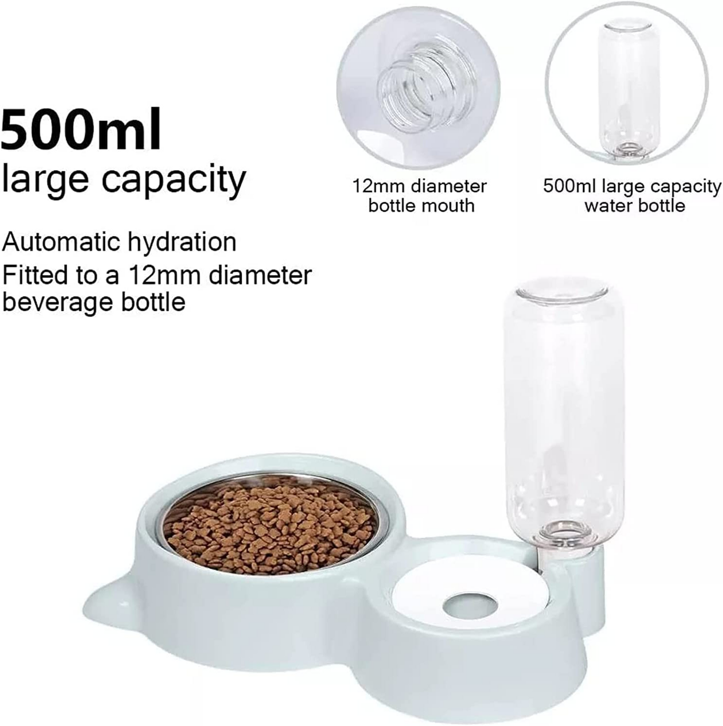 SKY-TOUCH Cat Dog Food Dish Bowl, Pet Food Dish Bowl And Auto Gravity Pet Water Dispenser, Cat Bowl Set For Small Medium Dogs And Cats