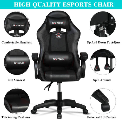 SKY-TOUCH Gaming Chair，Adjustable Computer Chair Pc Office Pu Leather High Back, Ergonomic design Lumbar Support,Comfortable Armrest Headrest