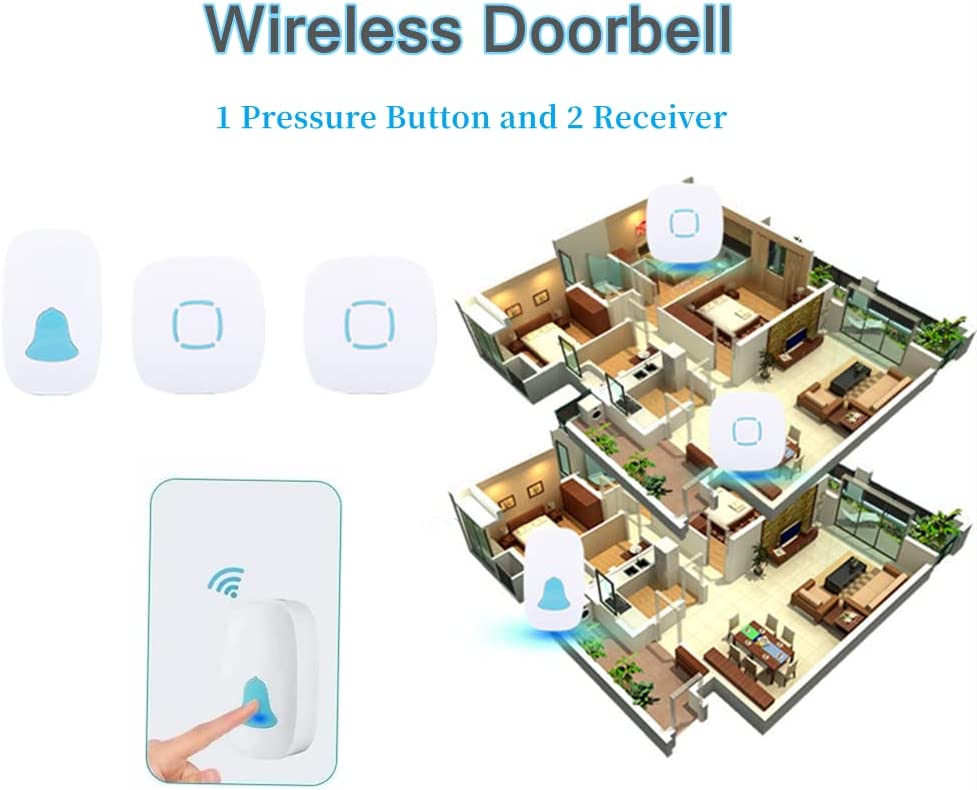 SKY-TOUCH Wireless Doorbell, Waterproof Wireless Doorbell Kit With 36 Bells And AdjUStable Volume; With Sound And Led Home Door Bell Chime