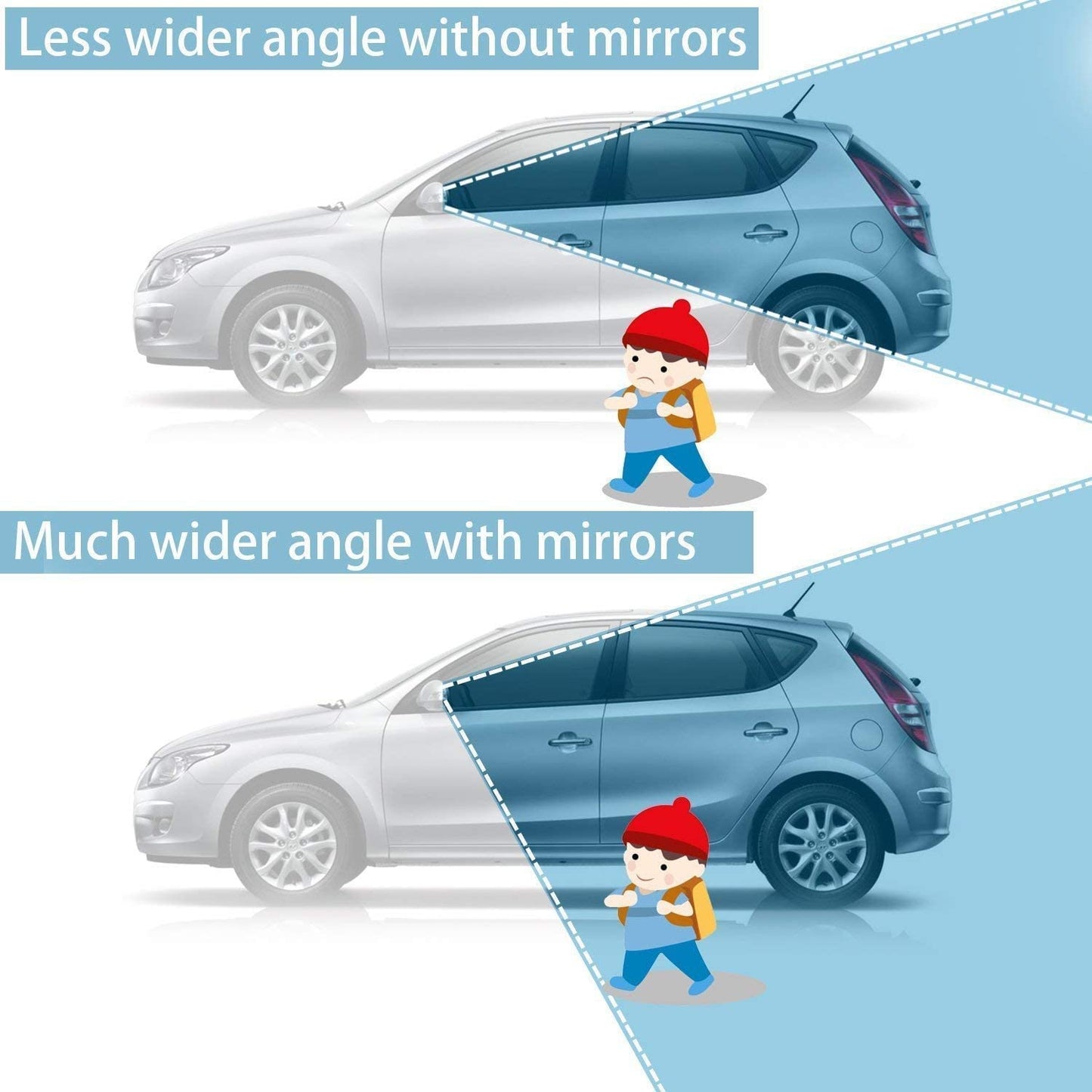 SKY-TOUCH 2 Pack Car Blind Spot Mirror Small Round Convex Adjustable 360° Rotation Wide Angle Rear View Mirror for All Vehicles Universal Car Tuning Sticker Design