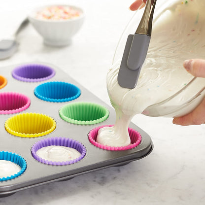 SKY-TOUCH Silicone Cupcake Liners 12Pcs, Baking Cups Non-Stick Cake Muffin Chocolate Cupcake Liner Baking Cup Mold, Multicolor