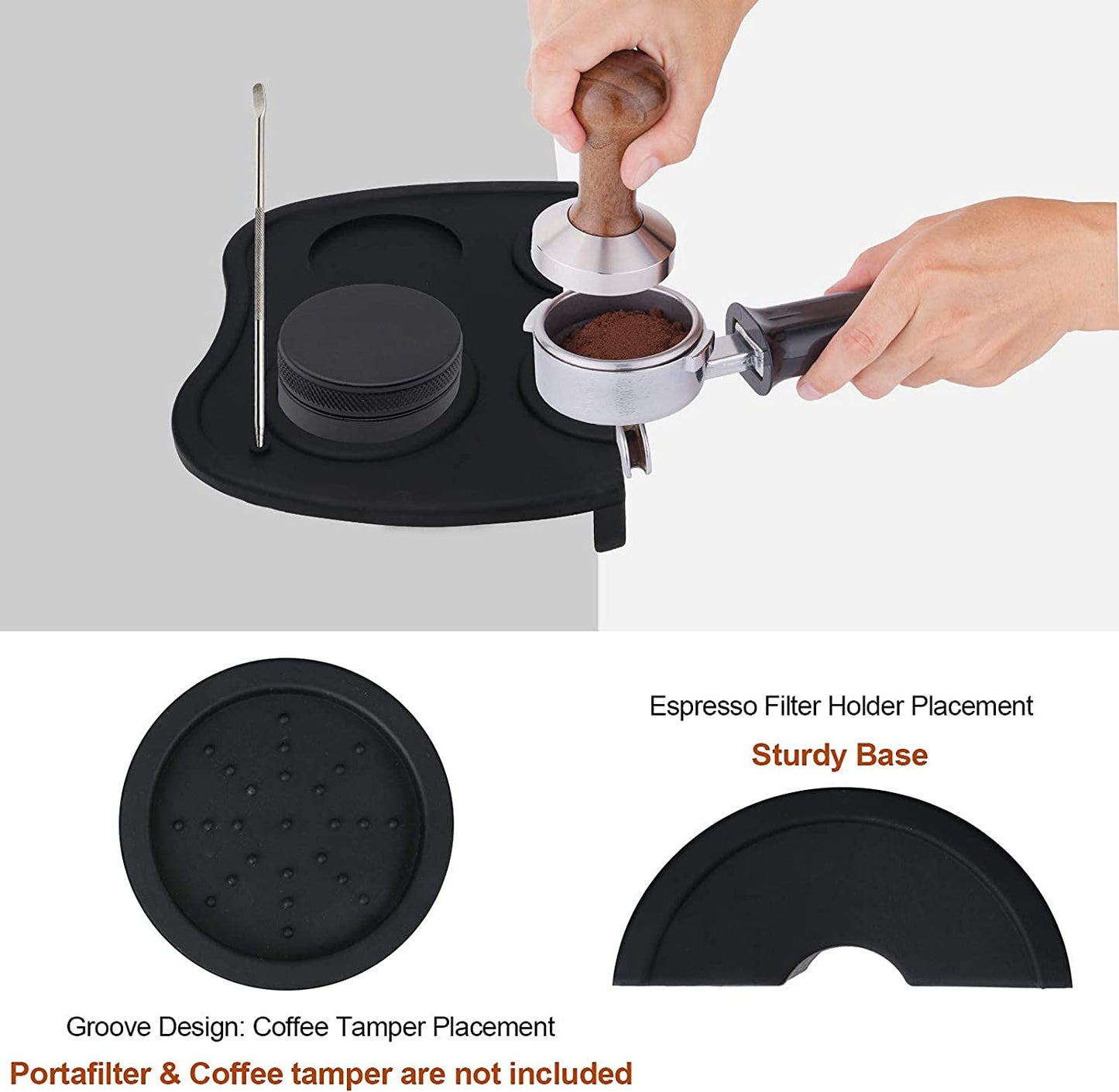 SKY-TOUCH Espresso Coffee Tamper Mat, Silicone Espresso Hand Tampers Non-Slip Coffee Machine Accessories for Home, Kitchen, Office, Bar, Store, Coffee Shop