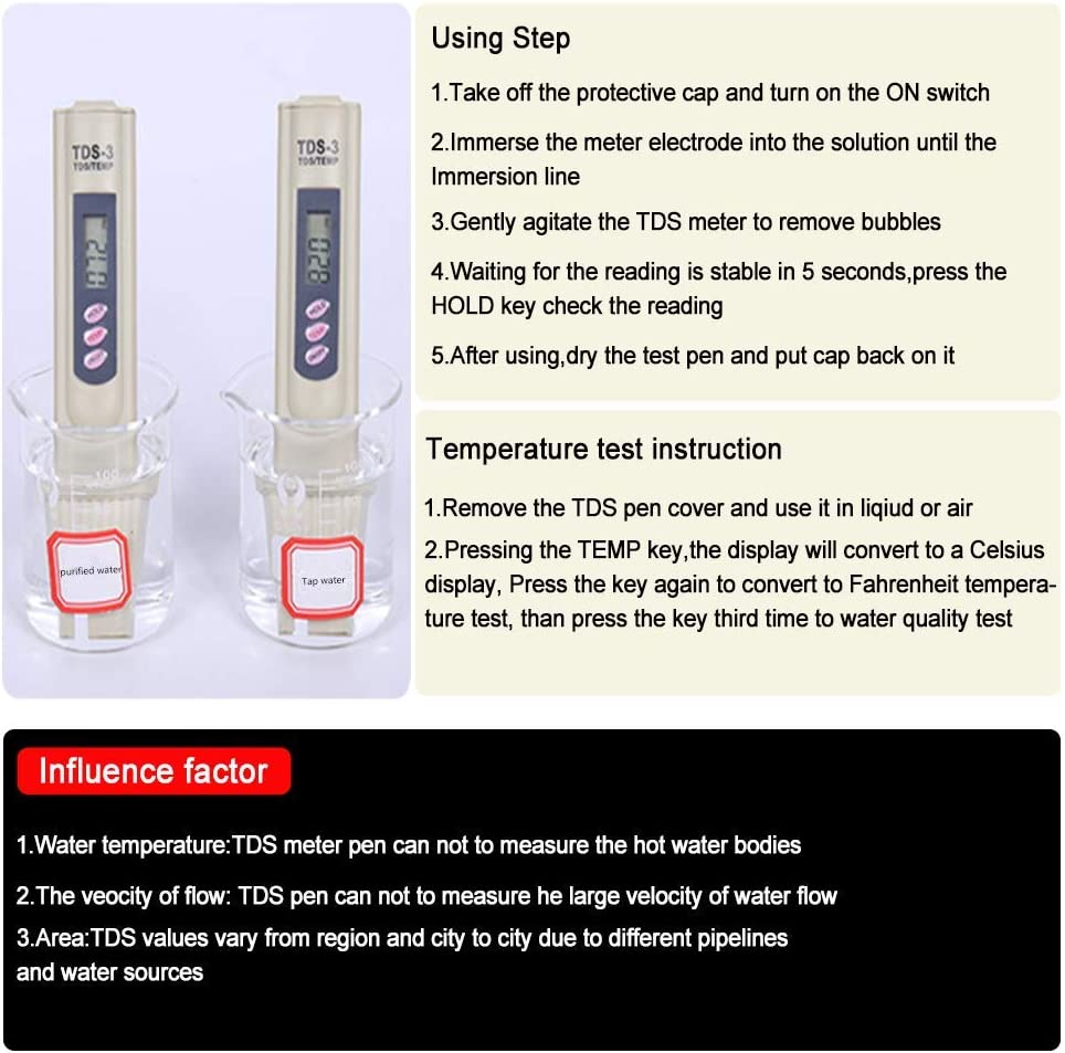 SKY-TOUCH TDS Digital Water Meter, Quality Tester Filter Pen, Precision Quality Testing Purity of Drinking Water, Pools and Aquariums