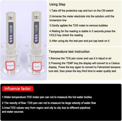 SKY-TOUCH TDS Digital Water Meter, Quality Tester Filter Pen, Precision Quality Testing Purity of Drinking Water, Pools and Aquariums