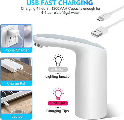 SKY-TOUCH Water Bottle Pump, USB Charging Portable Electric Water Pump for for for 2-5 Gallon Jugs USB Charging Portable Water Dispenser for Office, Home, Camping, Kitchen and etc