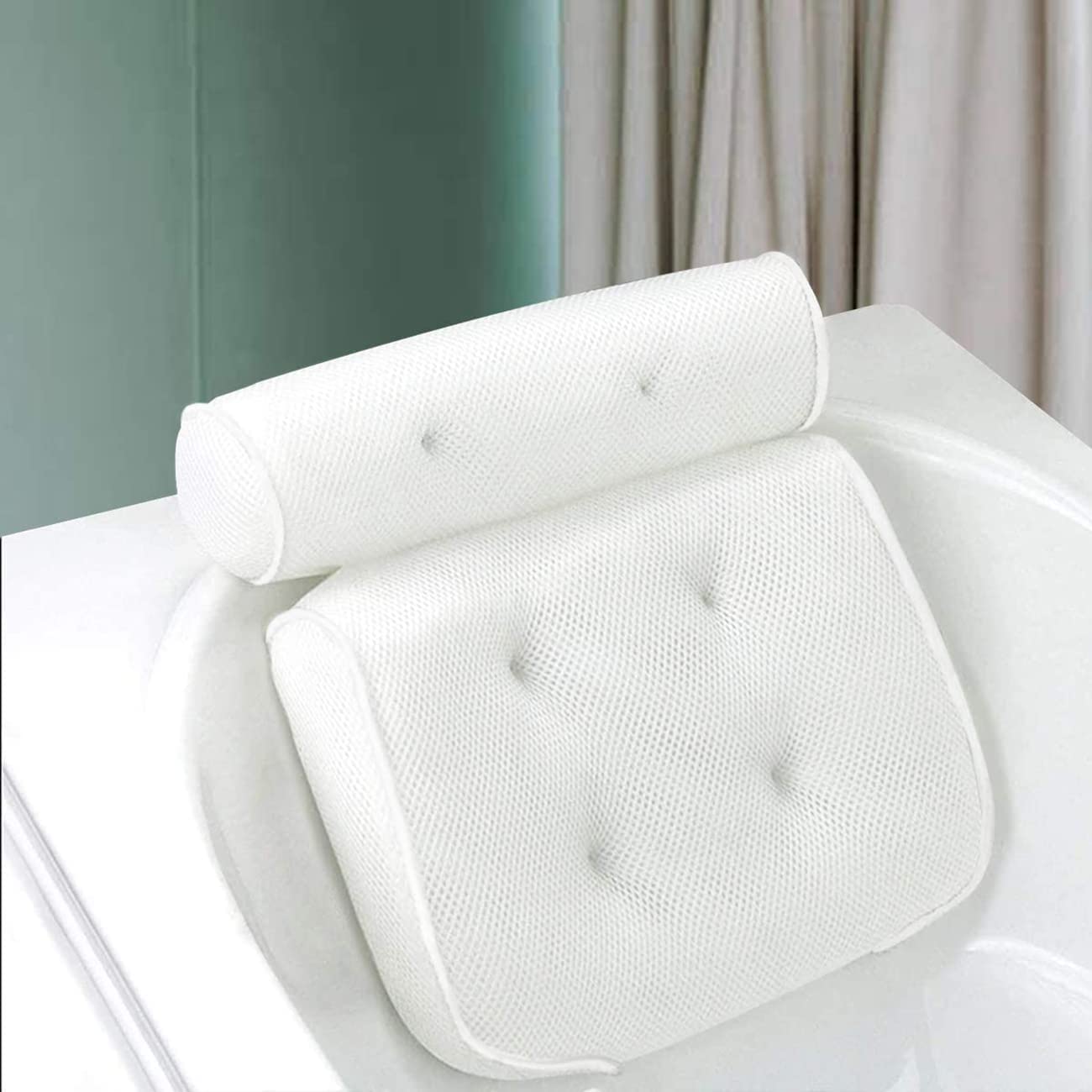 SKY-TOUCH Bath Pillow Bathtub Anti-Slip Headrest for Head, Neck and Shoulder Support, Bath Pillow Fits All Bathtub, Hot Tub and Home Spa