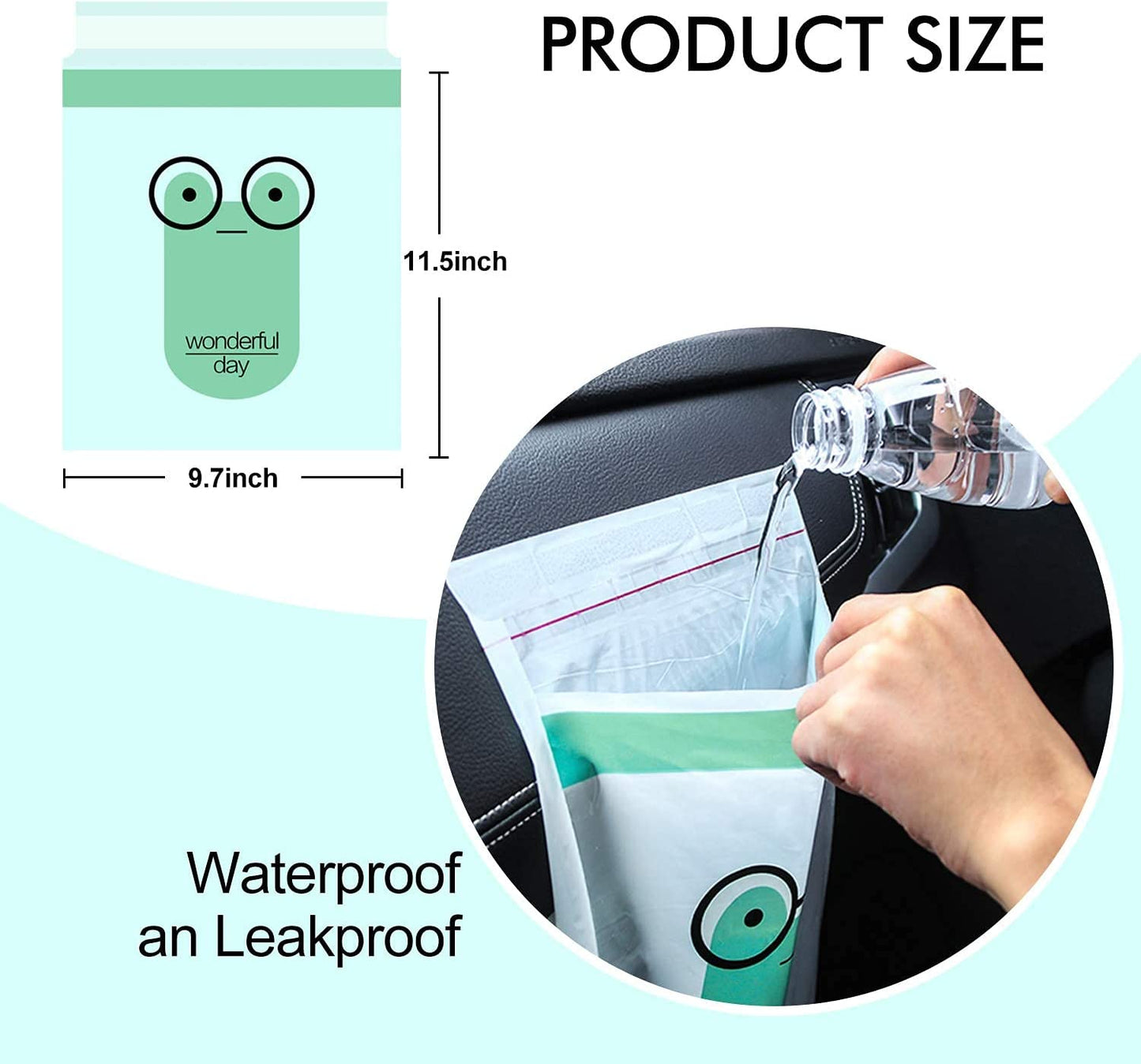 SKY-TOUCH 45 Self Adhesive Car Trash Bags, Disposable Trash Bags, Leak Proof, Vomit Bags for Cars, Kitchens, Bedrooms, Study Rooms, Travel, Camping, Office