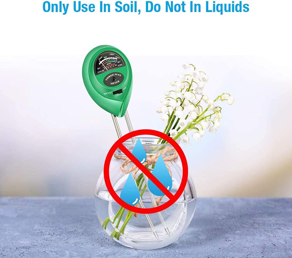 SKY-TOUCH Soil pH Meter 3 in 1 Soil Moisture/Light/pH Gardening Test Tool Test for Garden Farm Lawn Indoor and Outdoor (No Battery Needed)