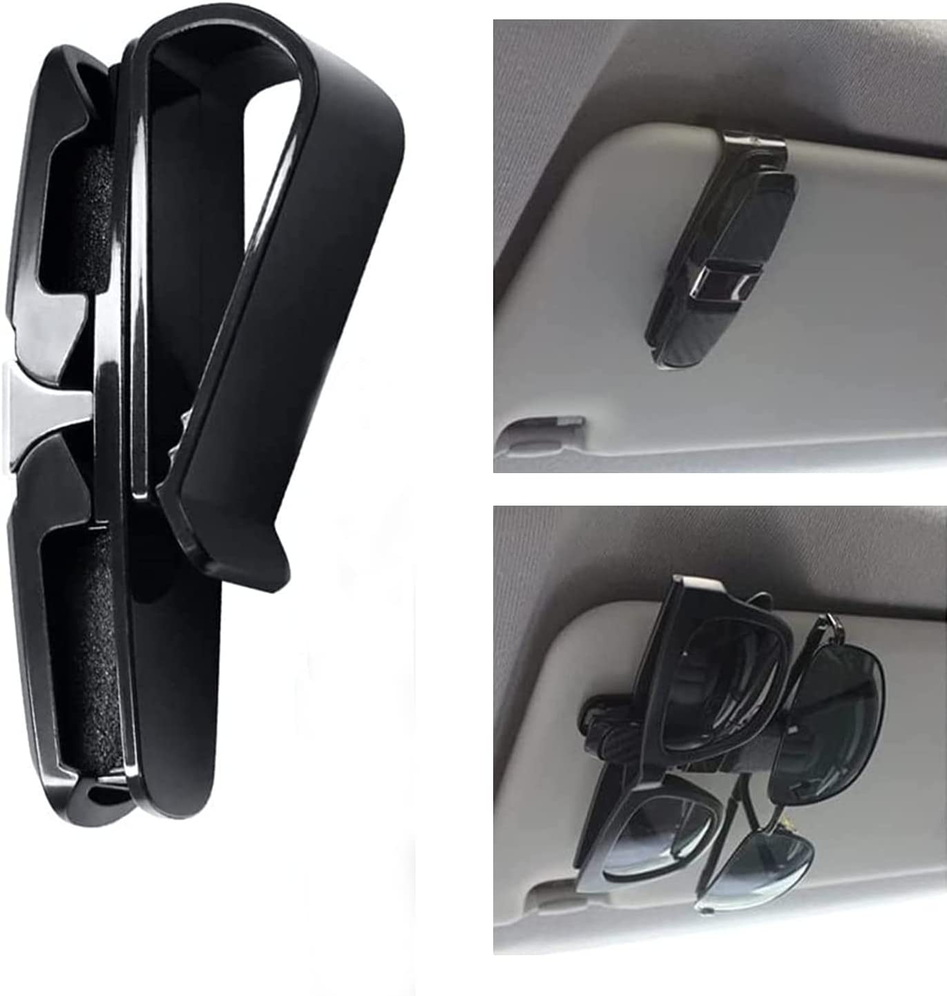 500pcs Sun Glasses Holder Clip Hanger for Car Sun Visor, Mount Ticket Card Clip Sun Glasses and Eye Glasses, Double-End Clip Holder for your Car, 180° Rotational Glasses Holder