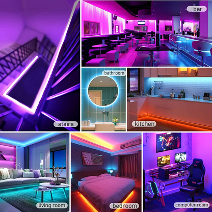 SKY-TOUCH 5/10 Meter Smart Bluetooth LED Strip Light RGB Sync to Music Light Remote Control Colorful Rope Lighting for Home Decor Kitchen Bedroom Hotel Outdoor Bar Garden Desktop Decoration