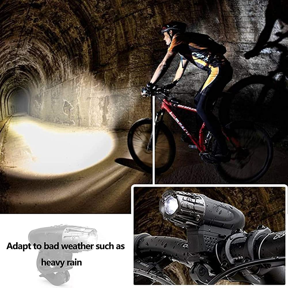 SKYTOUCH USB Rechargeable Bike Light Set 320 Lumens Powerful Front and Rear Bike Accessories for Night Riding, Cycling Rear Headlight Reflectors for Kids, Road, Mountain Bike, Black