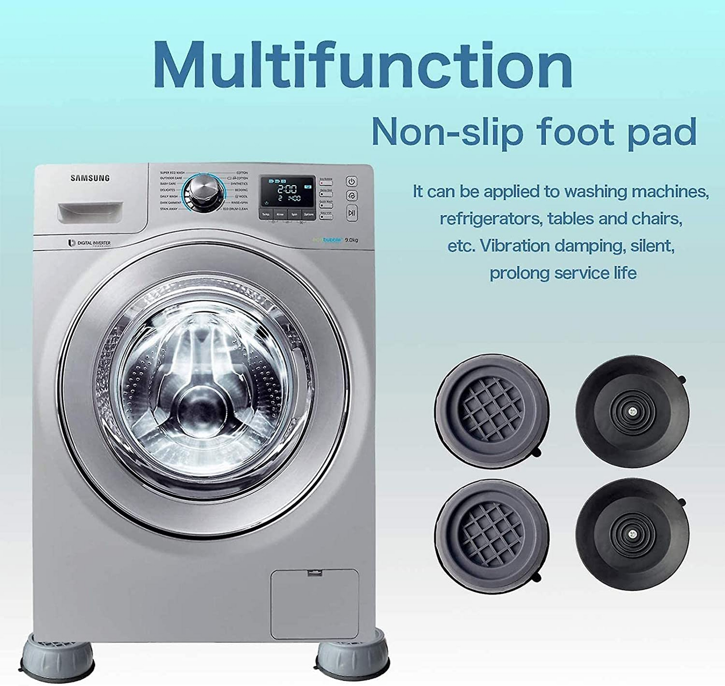 SKY-TOUCH 4pcs Anti Vibration Pads for Washer Dryer Shock and Noise Cancellation, Washing Machine Stand to Prevent Shifting, Shaking Walking for Home