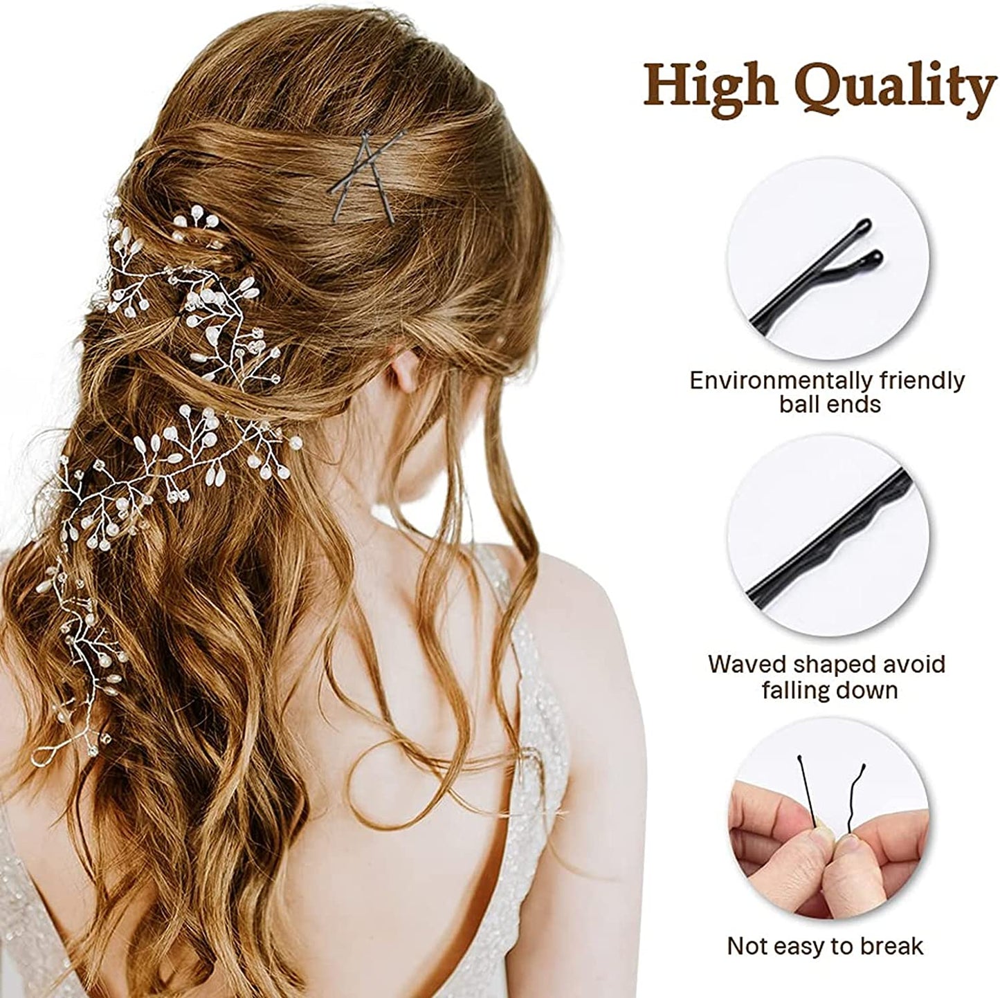 SKY-TOUCH Hair Pins 120 pcs, Bobby Pins Styling Pins Hair Grips Women for Wedding Bridal Girls Hairdressing Salon (Black)