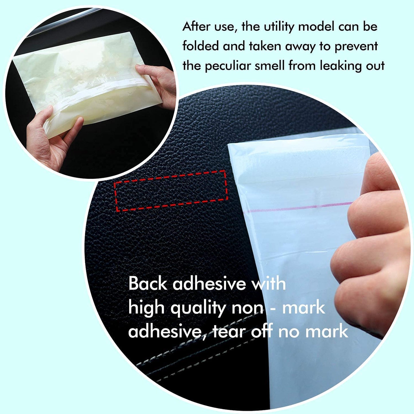 SKY-TOUCH 45 Self Adhesive Car Trash Bags, Disposable Trash Bags, Leak Proof, Vomit Bags for Cars, Kitchens, Bedrooms, Study Rooms, Travel, Camping, Office