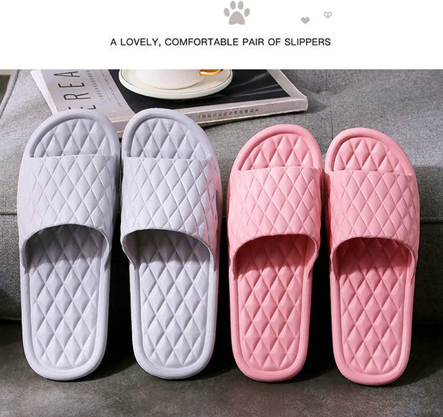 SKY-TOUCH Shower Slippers Unisex, Bathroom Slippers Anti-slip Indoor Slippers Soft Light Weight Flat Sandals Slippers