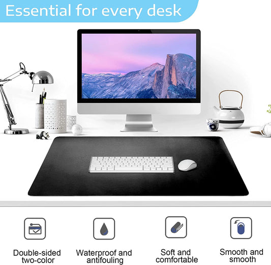 SKY-TOUCH Mouse Pad Large Leather Computer Desk Pad Office Desk Mat Extended Gaming Mouse Pad, Non-Slip Waterproof Dual-Side Use Desk Mat Protector 80cm X 40cm