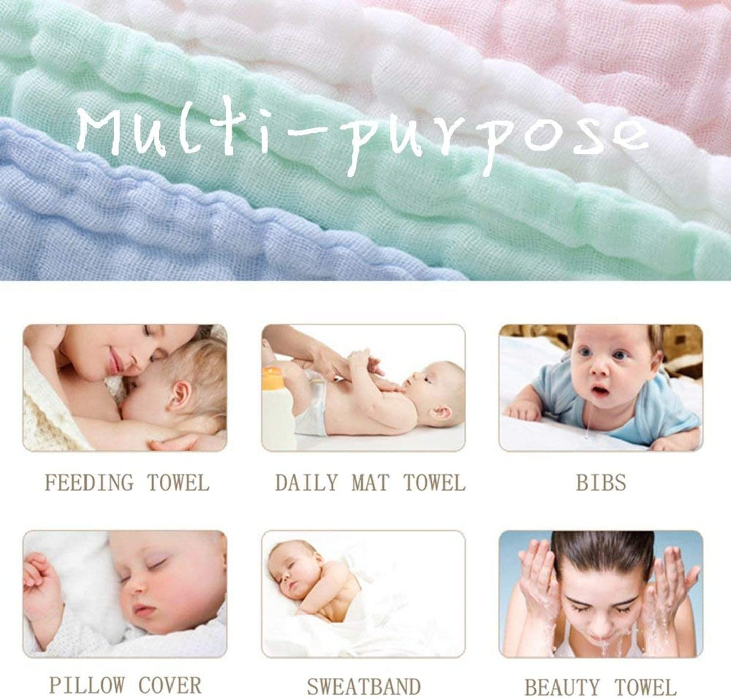 SKY-TOUCH Muslin Baby Washcloths and Towels, Natural Organic Cotton Baby Washcloths, Soft Newborn Baby Towel and Muslin Washcloth for Sensitive Skin