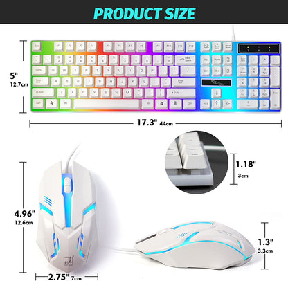 SKY-TOUCH G21 Keyboard Wired USB Gaming Mouse Flexible Polychromatic LED Lights Computer Mechanical Feel Backlit Keyboard Mouse Set (Black)