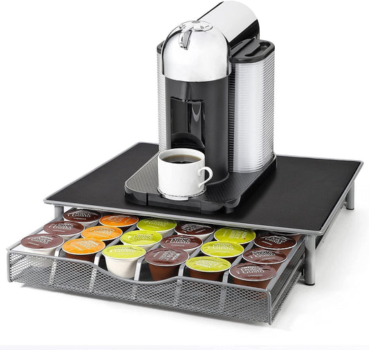 SKY-TOUCH Coffee Pod Drawer, 36 Pcs Coffee Capsule Holder Space-Saving Coffee Pods Kitchen Organizer Coffee Drawer