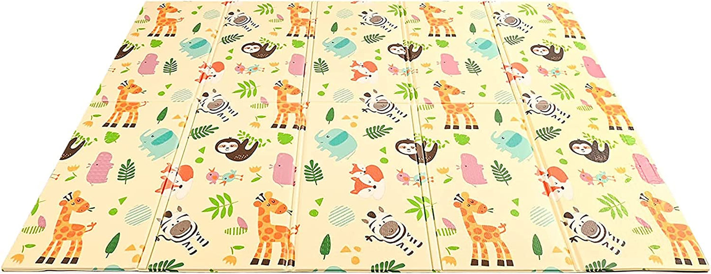 SKY-TOUCH Foldable Baby Play Mat, Waterproof Non-Toxic, Extra Soft and Thick Foam Crawling Play Mat, Double-Sided and Reversible Large Mat for Infants, Toddlers and Kids 180cm*200cm*1.5cm