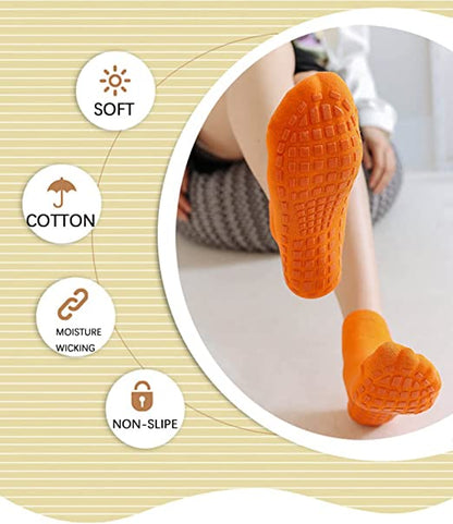 SKY-TOUCH Non Slip Yoga Socks with Grips Anti-Slip Sock trampoline Sock,Non-slip Floor Socks Pure Cotton Yoga Socks, Breathable Short Socks Elasticity Sport For Parent-Child Socks