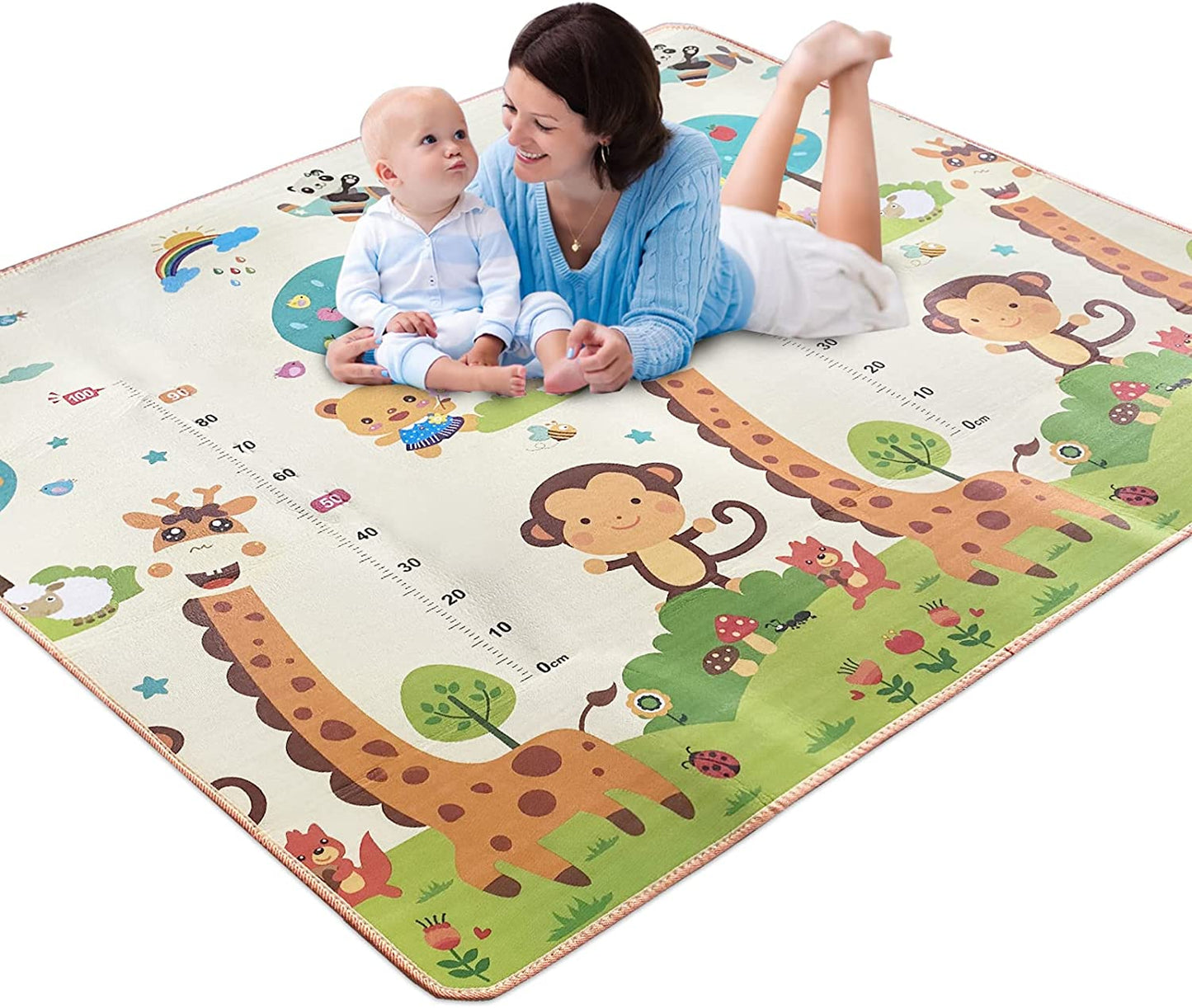 SKY-TOUCH Children Play Mat Baby Crawling Mat Double-Sided Waterproof Kids Playing Gym Mats Ideal Gift for Baby Baby Gift 76.8"x71.3"Extra Large (Color : Animal paradise)