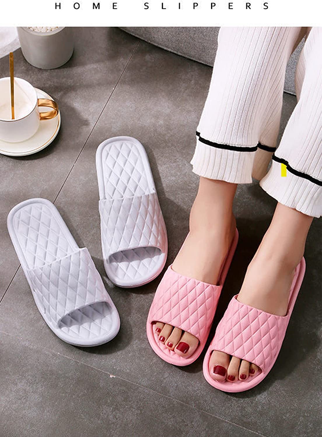 SKY-TOUCH Shower Slippers Unisex, Bathroom Slippers Anti-slip Indoor Slippers Soft Light Weight Flat Sandals Slippers