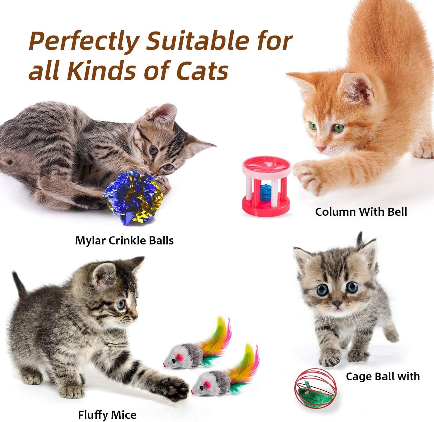 SKY-TOUCH 30pcs Interactive Cat Toys - Keep Your Cat Active and Happy with Variety Teaser Wand, Cat Tunnel, Tent, and Fish Toy，The best gifts for cat lovers