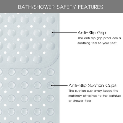 SKY-TOUCH Non-Skid Bath Tub Shower Mat with Suction Cups and Drain Holes, Extra Large Size and Machine-Washable, Bathroom Accessories, Clear