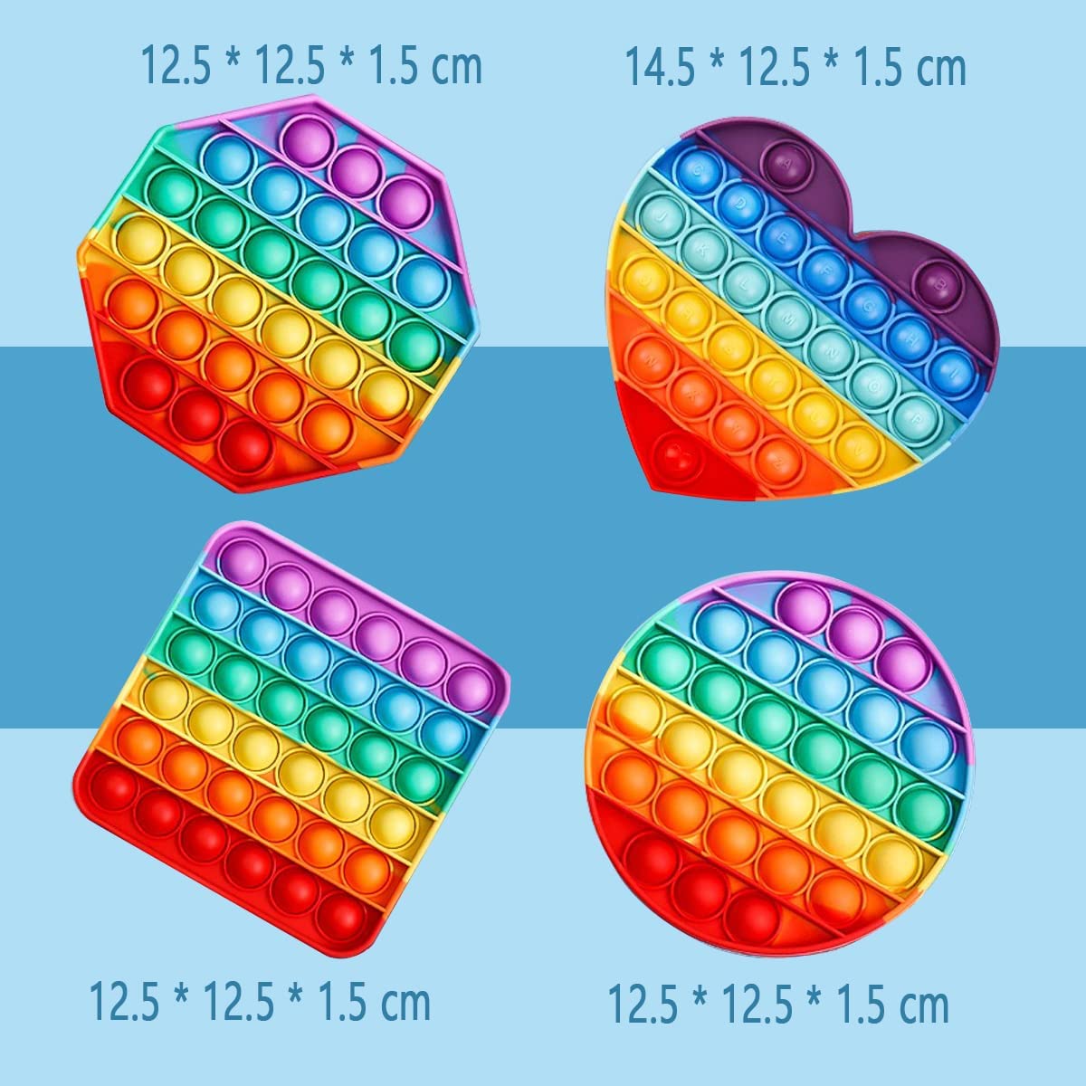 SKY-TOUCH 4PCS Rainbow Push Pop Bubble Fidget Sensory Toy,Bubble Popping Fidget Toy for Kids Adults,Sensory Irritability Toy for Autism