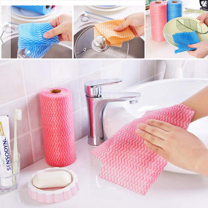 SKY-TOUCH 3 Rolls Reusable Cleaning Wipe Sheet, Multipurpose Towel Cleaning Cloth, Disposable, Non-Stick Wiping Rags, Household Paper Towels for Kitchen, House Cleaning Cloth Towel