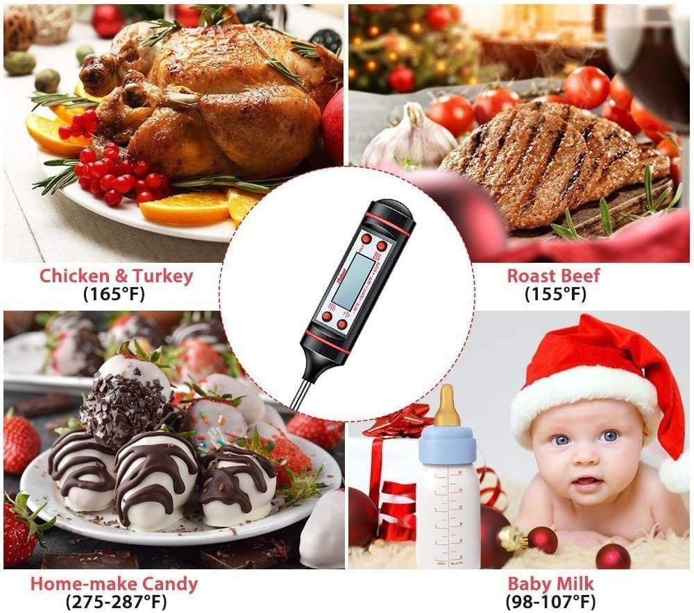 SKY-TOUCH Sincher Meat Thermometer, Cooking Thermometer with Instant Read, LCD Screen, Hold Function for Kitchen Food Smoker Grill BBQ Meat Candy Milk Water