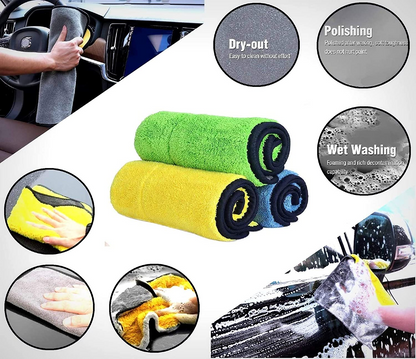 SKY-TOUCH 3pcs Microfiber Car Drying Towel for Car Cleaning and Detailing, Double Sided, Extra Thick Plush Microfiber Towel Lint Super Absorbent Detailing Towel for Car,Windows,Screen and Kitchen