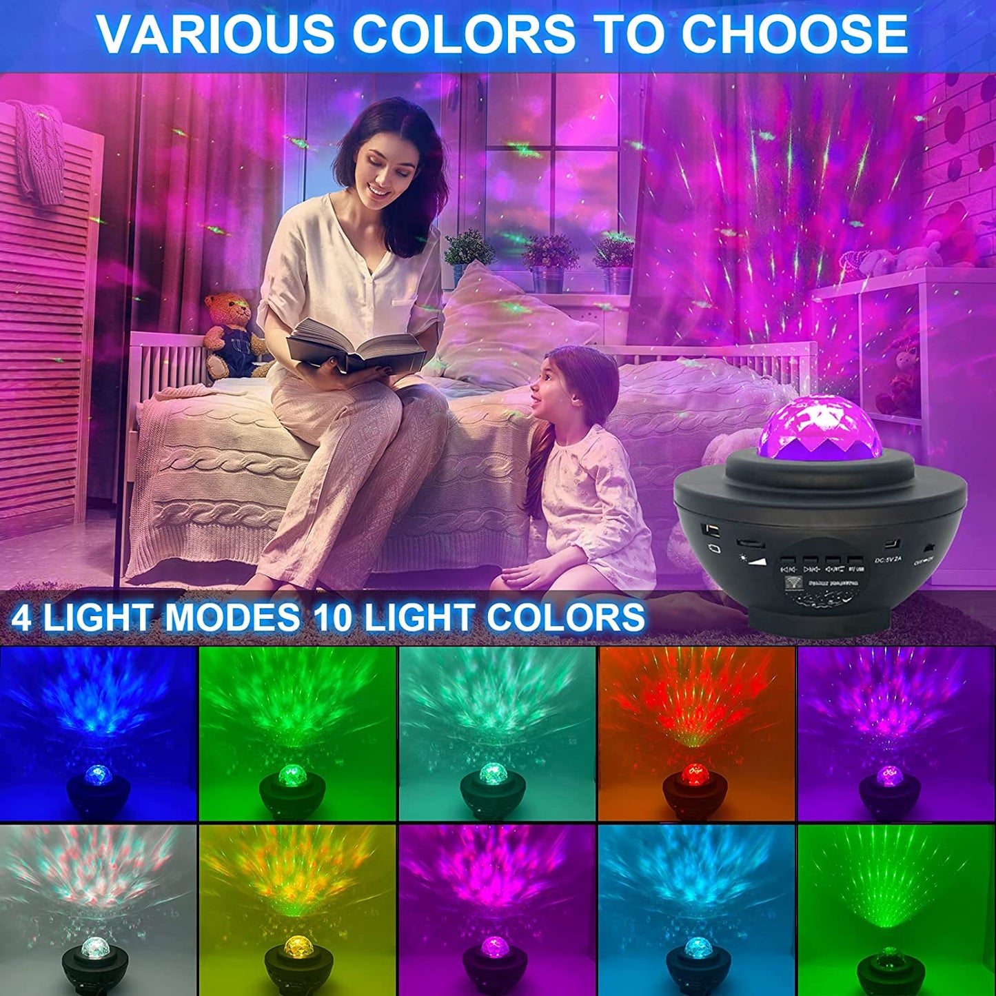 Night Light Baby Star Projector, 10 Color Bluetooth night Lamp with Timer Remote and Chargeable, Dimmable Combinations Romantic Starry Sky Best Gift for Kids Festival Bedroom Living Room (Black)