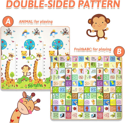 SKY-TOUCH Children Play Mat Baby Crawling Mat Double-Sided Waterproof Kids Playing Gym Mats Ideal Gift for Baby Baby Gift 76.8"x71.3"Extra Large (Color : Animal paradise)