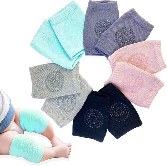 SKY-TOUCH 5 Pairs Baby Knee Pads for Crawling, Anti-Slip Padded, Stretchable, Elastic, Cotton, Soft, Breathable and Comfortable Knee Cap Elbow Safety Protector Knee Pads for Baby (Multi Color)