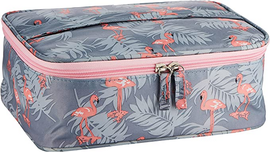 SKY-TOUCH Travel Cosmetic Bag&Makeup Bag，Portable and Large Capacity Travel Shower Toiletries Organizer for Women and Girls Pink（20cm 20cm 10cm）