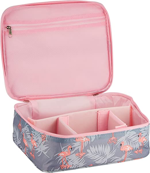 SKY-TOUCH Travel Cosmetic Bag&Makeup Bag，Portable and Large Capacity Travel Shower Toiletries Organizer for Women and Girls Pink（20cm 20cm 10cm）