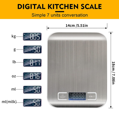 SKY-TOUCH Kitchen Scale, Multifunction Digital Food Scale for Baking, Cooking and Dieting, Kitchen Scale With LCD Display Stainless Steel Platform, Ultra Slim,Tare Function