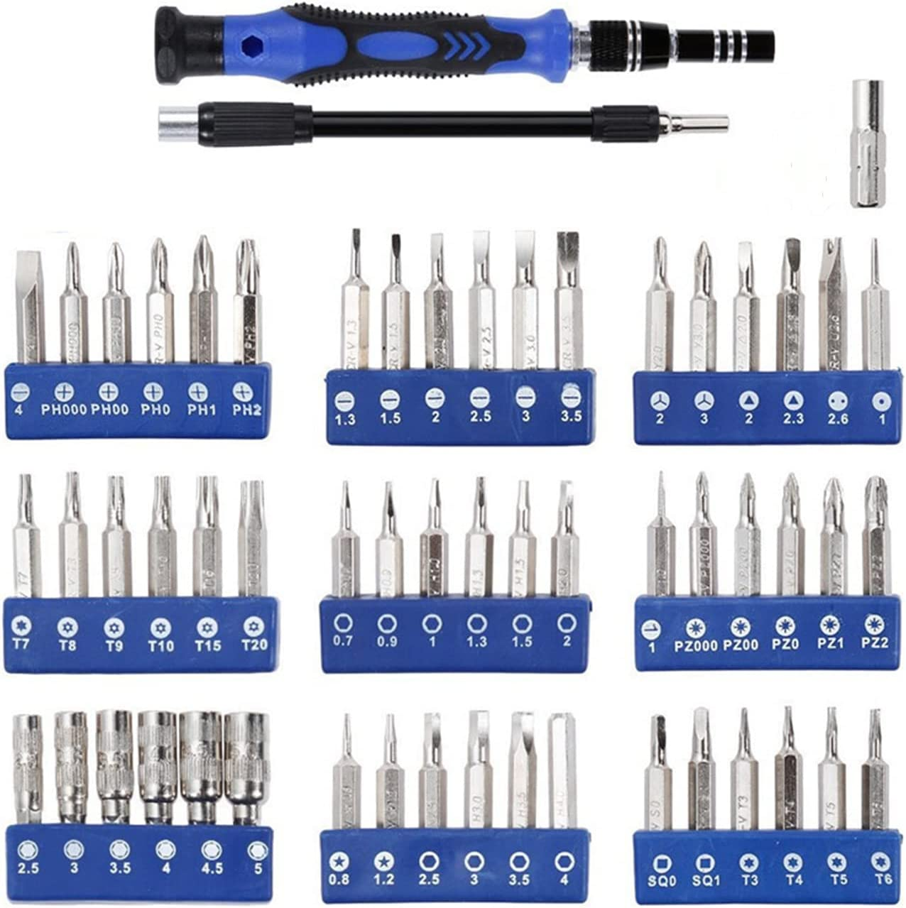 SKY-TOUCH Precision Screwdriver Set, 58 in 1 Magnetic Driver Repair Tool Kits for Phone, PC, Eyeglasses, Watch, Smartphones and Other Electronic Equipment Blue