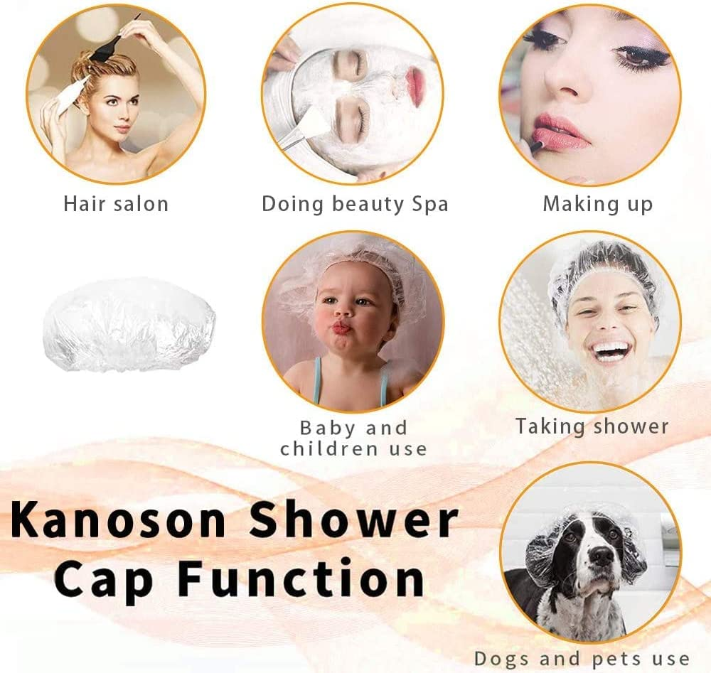 500pack 100pcs Shower Cap Disposable, Bath Caps Thick Waterproof High Density Elastic Big Hair Caps for Women, Men, Travel Spa, Hotel, Hair Solon, Home Use - Clear