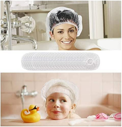 500pack 100pcs Shower Cap Disposable, Bath Caps Thick Waterproof High Density Elastic Big Hair Caps for Women, Men, Travel Spa, Hotel, Hair Solon, Home Use - Clear